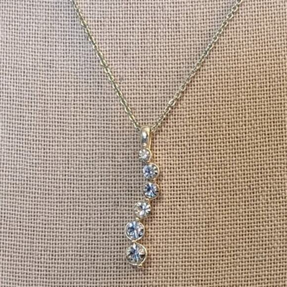 Graduated Bezel Set Rhinestones on a Snake Pendant on a Silver Tone Chain - Picture 2 of 4